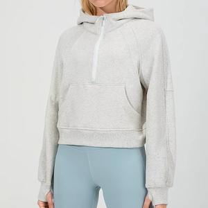 Autumn Winter Wholesale Essentials <b>Hoodie</b> Half Zip up <b>Hoodie</b> Women Loose Long <b>Sleeve</b> Sports Fleece Hoodies r - Product Image 2