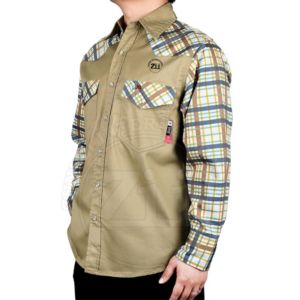 <b>Khaki</b> Color Floral Pattern Sleeve Back 2024 Lightweight Long Sleeve Fire Retardant Cotton Shirt Waterproof Breathable Level - Product Image 2