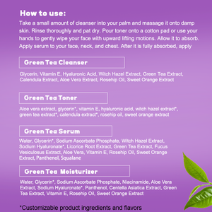 GUOCUI BIO <span class=keywords><strong>TECH</strong></span> Fabricante OEM/ODM, Set de Cuidado de la Piel de 4 Piezas con Té Verde Antioxidante, Reparación Suave del Acné, Control de Grasa y Reducción de Poros - Product Image 2
