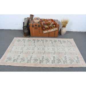 พรมขนาด 3.8x6.8 ฟุต, พรมวินเทจตุรกี, พรมลายดอกไม้สีขาวเทา - Product Image 2