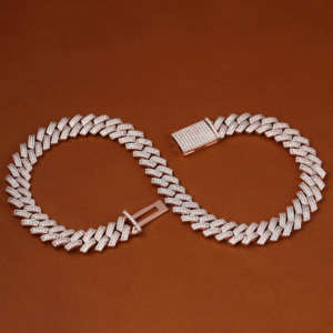 15mm coupe ronde VVS Moissanite diamant cubain lien chaîne glacé bijoux pour hommes en argent Sterling 925 - Product Image 6