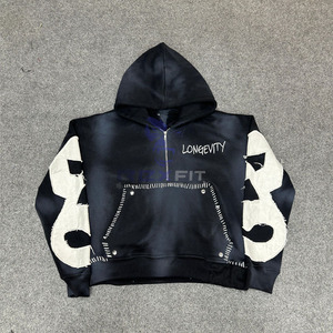 Meilleures ventes, votre propre logo, sweat à capuche à fermeture éclair le plus demandé, imprimé en relief, fabriqué en usine, prix bas, sweat à capuche pour hommes, sweat à capuche pour hommes - Product Image 1