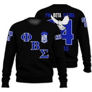 Phi Beta Sigma 1914 pull en tricot acrylique grec bleu blanc Chenille Sigma Beta lettres de fraternité pull vêtements - Product Image 1