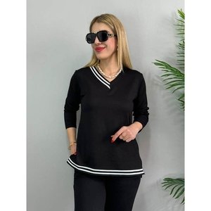 Conjunto de Dos Piezas con Detalle de Canalé y Manga Larga para Mujer, Nueva Temporada, 28584 - Negro - Product Image 3