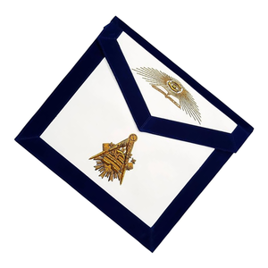 Tablier de maître maçonnique Tablier de franc-maçon en cuir d'agneau brodé d'or en velours bleu - Product Image 2