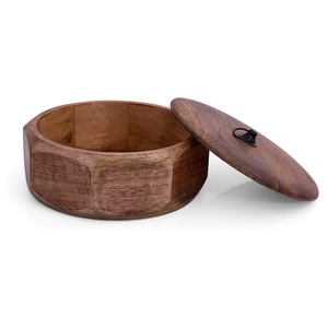Bol en bois sculpté à la main de grande qualité avec couvercle Bol de service patiné sculpté à la main au prix de gros parfait pour les vendeurs en ligne - Product Image 5