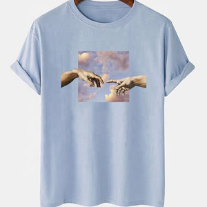 เสื้อยืดผ้าฝ้ายสำหรับผู้ชายเสื้อยืดผ้าไมโครไฟเบอร์พิมพ์ลายดิจิทัลแบบใหม่ - Product Image 3