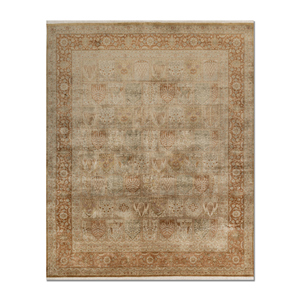 Alfombra de Seda Anudada a Mano con Diseño Floral Gulmarg, Rectangular, Roja y Naranja, para Sala de Estar, Modelo Puzzle-ASL-1505 - Product Image 1