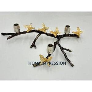 Ensemble de 2 bougeoirs de luxe en aluminium couleur or pour mariage et décoration de la maison accessoires de table bougeoir indien - Product Image 6