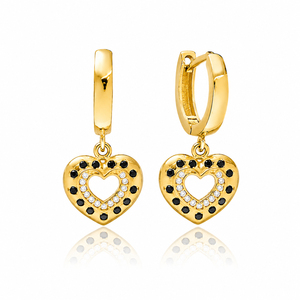 Coeur creux Design blanc Zircon boucles d'oreilles femme turque boucles d'oreilles faites à la main en gros 925 bijoux en argent Sterling - Product Image 4