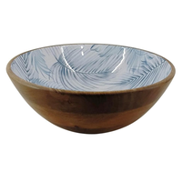 Bol de service en bois artisanal indien - Moderne, écologique, compatible lave-vaisselle, personnalisable, décoration d'intérieur, haute qualité, design unique