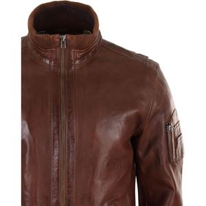 Veste en cuir d'agneau pour homme, élégante et tendance, style motard, en cuir véritable souple, vêtement d'extérieur pour l'hiver - Product Image 3