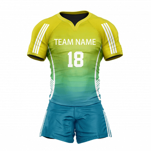 Manufacturer Cheap Price Rugby Uniform Sets Sportswear Breathable Polyester Multi Colors Design Lightweight - Product Image 1