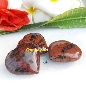 Artesanía de cristal DIY tallada en corazón de obsidiana de caoba para decoración del hogar-opción de precio al por mayor - Product Image 4