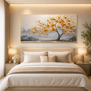 Gold Tree of Life 3D Textured Painting House Hotel Decoration Interior Decorative Arts Large Still Life Wholesale Artwork - Product Image 1
