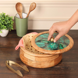 Handmade Fancy Wooden Casseroles Wholesale Epoxy Coating On <b>Lid</b> New Arrival Most Designer Casseroles & Hot Pots at Low Price - Product Image 1