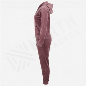 Womens Velour Tracksuit Factory Price <b>Zip</b> <b>Hoodie</b> With <b>Pockets</b> And Matching Pants Full <b>Zip</b> Hooded Jacket Bottoms Athletic Wear - Product Image 3