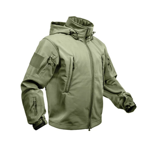 Chaqueta táctica de caparazón blando personalizada OEM para hombre, técnica lavada de lona impermeable, logotipo frontal, cierre de cremallera, ropa de temporada de invierno - Product Image 3