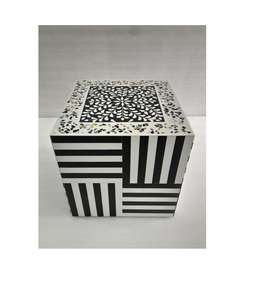 Mesa de Centro de Lujo Ecológica de Alta Calidad con Diseño de Mosaico de Nácar, Mesa Auxiliar Cuadrada, Mesa de Centro de Tambor para Sala de Estar, Diseño Moderno - Product Image 3