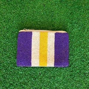 Monedero con cuentas de semilla de tigre LSU Tigre con cuentas lindo monedero accesorios de verano LSU tigre de la India monedero hecho a mano - Product Image 2
