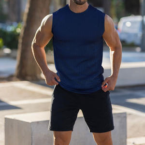 Camiseta Deportiva de Verano para Hombre, Tejido Elástico Microelástico con Rayas Verticales, Camiseta sin Mangas para Correr - Product Image 3