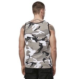 Camiseta sin mangas de entrenamiento con estampado de camuflaje por sublimación, venta de fábrica, OEM, al por mayor, material elástico, algodón acanalado, color liso - Product Image 2