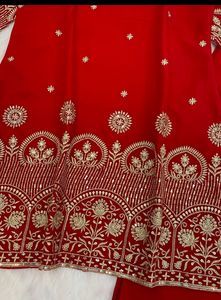 Sharara indien pakistanais de dernière génération en georgette, broderie fantaisie, séquence, élégant, rouge, exclusif, pour les occasions spéciales - Product Image 4
