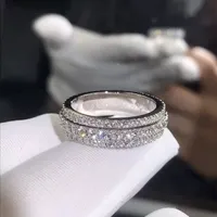 Anillo de Boda Tishya con Diamante Moissanite de 2 Quilates, Corte Brillante, Estilo Hip Hop, Chapado en Oro Rosa, Plata 925