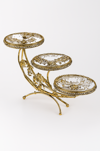 White Three-<b>Tier</b> <b>Cake</b> <b>Stand</b> with Fine Detailing and Tree Branch Holder Stylish Dessert <b>Stand</b> for Elegant Parties and Weddings - Product Image 5