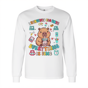 ฉันรอดชีวิตมาจากการอยู่โรงเรียน 100 วันแล้ว-เสื้อยืดแขนยาวที่ดีงามและทนทาน - Product Image 2