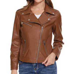 Chaqueta de Cuero para Mujer, Nueva Moda 2025, Cómoda, Estilo Urbano, Color Sólido, Informal, Chaquetas de Cuero Genuino para Mujer - Product Image 3