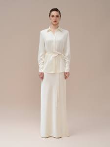 Precio al por mayor Camisas de mujer Botones delanteros Sigrid Camisa de cuello puntiagudo Mison Ropa de tela de satén Mujeres Whiteant Vietnam - Product Image 4