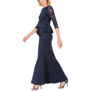 Abito da ballo lungo da donna Jessica Howard blu navy con peplum, linea ad A, decorazioni di paillettes, taglia 6 - Product Image 3
