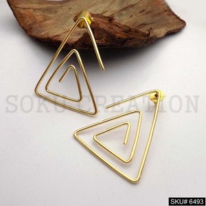 Modernos Pendientes Grandes de Latón Chapado en Oro con Diseño Espiral y Engaste de Bisel Hecho a Mano, con Motivo Cristiano, para Aniversario SKU6493 - Product Image 1