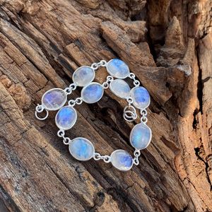 Bracelet en pierre de lune arc-en-ciel, bijoux en argent sterling 925 pour femmes, pierre précieuse naturelle faite à la main, cadeau - Product Image 5