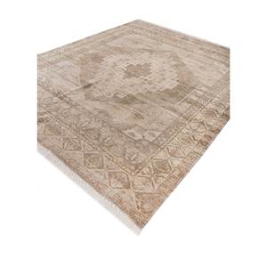 Alfombra de Lana Anudada a Mano LCA-904, Color Tomillo Beige Marrón, con Medallón, para Sala de Estar, Pasillo, Entrada, Dormitorio, Rectangular, Inspirada en un Rompecabezas - Product Image 2