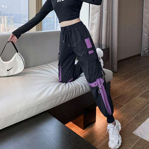 Personalizado OEM fabricante Vintage bolsillos de cintura alta Streetwear holgado Casual señoras largo paracaídas pantalones de carga para las mujeres - Product Image 2