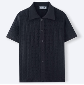 Chemise homme boutonnée en flanelle 100 % polyester, col montant, respirante, écologique, unie, style décontracté estival - Product Image 2