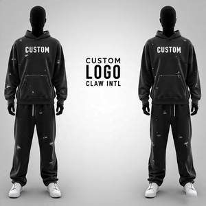 Streetwear pour hommes survêtement survêtement survêtement à fermeture éclair pour hommes deux pièces Jogger Flare ensembles de pantalons baggy ensemble de survêtement - Product Image 4