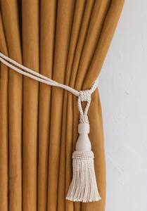 Attache de rideau, attaches de rideau à pompons, attaches de rideau luxueuses en ivoire avec pompons, attaches de rideau de style bohème - Product Image 3