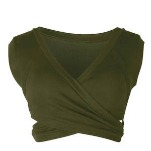 Ropa de mujer, Top corto de manga corta, cuello en U, ropa deportiva, Yoga, Fitness, transpirable, Top corto para mujer, camiseta de secado rápido - Product Image 4