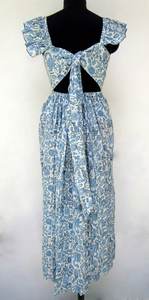 Robe Maxi Bohème pour Femmes, Imprimé Floral, Encolure Carrée, Sangle Arrière, Manches Courtes, Taille XL, Coton Lin, Nouvelle Collection ODM - Product Image 5