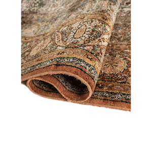 Tapis en soie noué à la main Gulmarg Pae-6461, épaisseur 10 mm, avec motif rectangulaire Aubusson à médaillon, idéal pour l'entrée de la maison ou le salon des adolescents - Product Image 2
