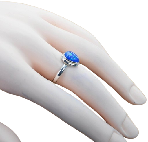 Trending 925 Sterling Silver Rhodium Plated Pear Cut Opal Gemstone Boho Style Wedding Ring Handmade for Women Party Gift