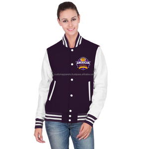 Chaqueta Varsity Acolchada de Algodón para Mujer, Transpirable, Corte Moderno, Forro Polar, Estilo Letterman con Bordado - Product Image 1
