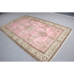 พรมตุรกีวินเทจ ขนาด 5.6x9.2 ฟุต สีชมพูน้ำตาลล้วน - Product Image 2