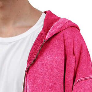 Sweat à capuche d'hiver en molleton de coton délavé à l'acide, à séchage rapide, épais, avec fermeture éclair et poche, grande taille pour homme - Product Image 6