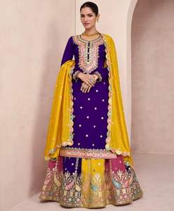 Salwar Kameez pakistanais tendance avec un design brodé minimaliste pour les occasions de mariage et de fête, provenant d'un fournisseur indien - Product Image 3