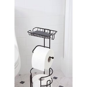 Porte-rouleau de papier toilette en fer et rangement en finition noire Parfait pour les accessoires de salle de bain élégants en Inde Accessoire de salle de bain en métal - Product Image 5