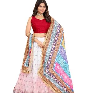 Último diseñador Chinon Silk Zari bordado trabajo Lehenga Choli por Fab Zone - Product Image 1